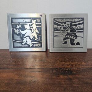 Inuit Art Aluminum Engravings Set of 2 - Hunting Scenes